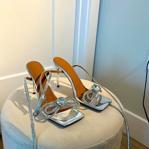 Elegant new heeled sandals in silver size 8.5